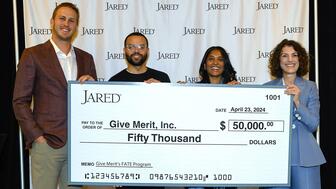 Jared Goff Presents Jared Jewelers’ Donation to Give Merit