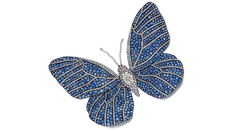 Butterfly Brooch by JAR, 1987. Montana sapphires, diamonds, silver, platinum and gold.