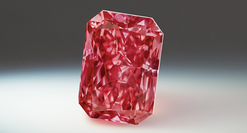 This is the 1.12-carat fancy red radiant-cut diamond dubbed the Mira.