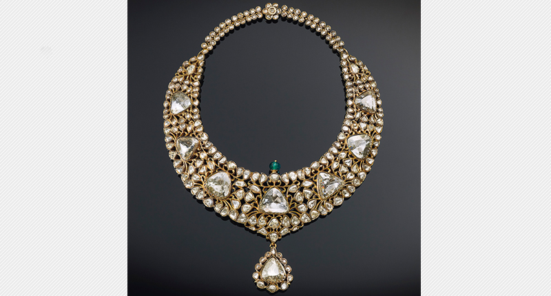 The Nizam of Hyderabad Necklace, circa 1850, comes from the collection of the Nizams of India.