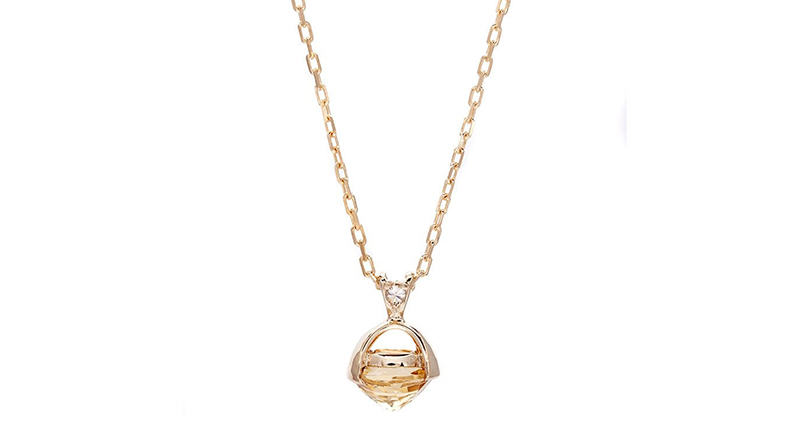 <a href="https://www.annasheffield.com/products/emma-droplet-necklace-large-citrine-champagne-diamond" target="_blank" rel="noopener noreferrer">Anna Sheffield</a> “Emma Droplet” necklace with a citrine and champagne diamond set in 14-karat yellow gold on an 18-karat yellow gold chain ($1,325)