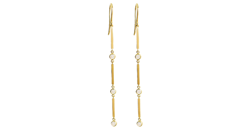 Jennifer Meyer’s 18-karat yellow gold and three-diamond drop earrings ($6,950)<br /><a href="https://www.net-a-porter.com/us/en/" target="_blank" rel="noopener noreferrer">Net-A-Porter.com</a>