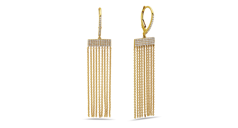 Dilamani’s 14-karat yellow gold curtain tassel and diamond earrings