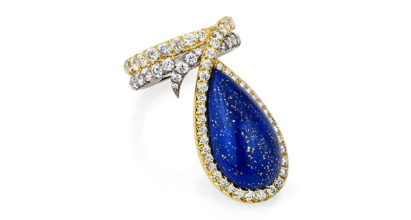 Ana-Katarina’s Blue Velvet ring features lapis and 1.78 carats of diamonds set in 18-karat yellow and white gold ($16,500).