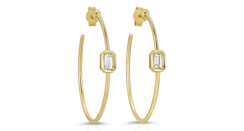 <a href="http://nancynewberg.com/" target="_blank" rel="noopener">Nancy Newberg</a> 14-karat gold hoop earrings with white topaz ($2,400)