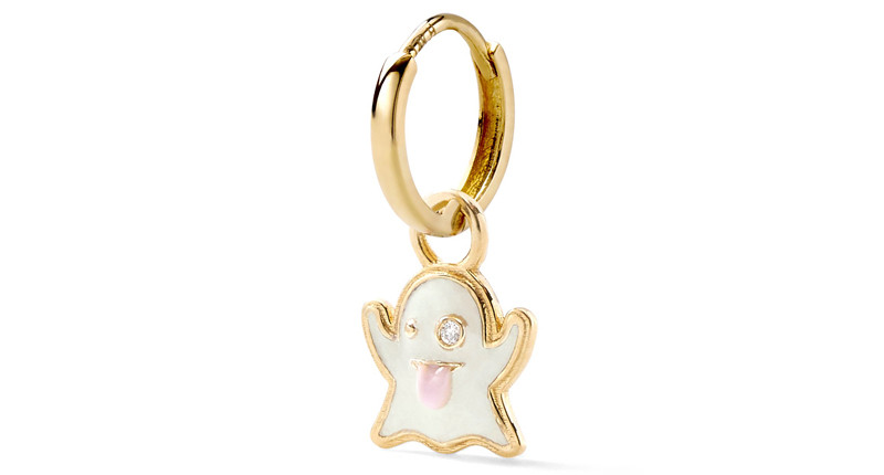 <a href="https://www.alisonlou.com/products/ghost-huggy?_pos=1&_sid=82b19fec1&_ss=r" target="_blank" rel="noopener">Alison Lou</a> 14-karat yellow gold Ghost huggies with white diamonds and enamel ($410)