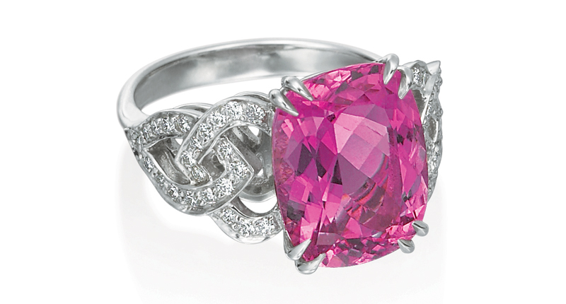 This heart motif ring from <a href="http://www.gumuchian.com/" target="_blank" rel="noopener noreferrer">Gumuchian</a> features 0.31-carats of diamonds and a 5.76-carat pink tourmaline set in platinum ($8,000).