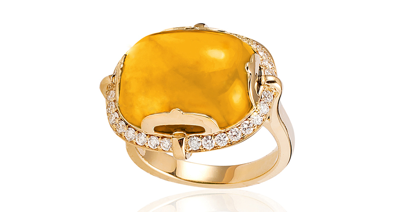 <a href="http://www.goshwara.com" target="_blank" rel="noopener noreferrer">Goshwara</a> “Rock-n-Roll” collection ring with a cabochon citrine and diamonds set in 18-karat yellow gold ($3,800)
