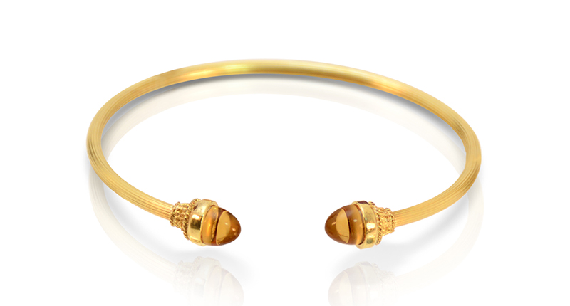 This bracelet by Lalaounis, featuring citrines in 18-karat gold, is from the brand’s “Attalos” collection ($3,100).