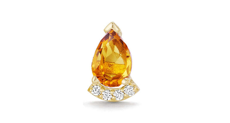 <a href="http://www.paigenovick.com" target="_blank" rel="noopener noreferrer">Paige Novick</a> medium single citrine stud with diamonds and 18-karat yellow gold ($340)
