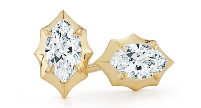 These marquise diamond stud earrings set in 18-karat yellow gold represent “The Maverick,” or a woman who determines her own path and isn’t afraid to take chances.
