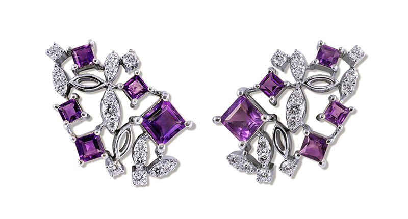<a href="https://ayvajewelry.com/" target="_blank" rel="noopener noreferrer">Ayva Jewelry’s</a> Norah ear cuffs with 1.65 carats of amethyst and 0.45 carats of diamonds made in 18-karat white gold ($2,900)