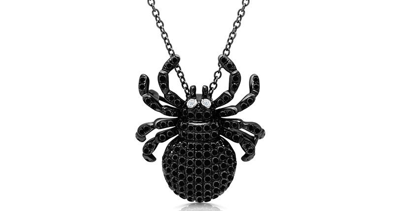 <a href="https://grazielagems.com/" target="_blank" rel="noopener">Graziela</a> black diamond and 18-karat dark rhodium spider necklace ($5,290)