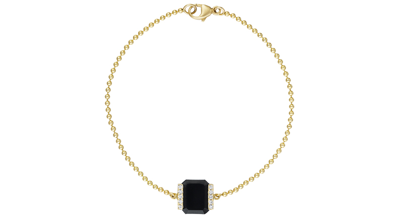 <a href="https://www.dorynwallach.com/" target="_blank" rel="noopener noreferrer">Doryn Wallach’s</a> ball chain bracelet features 0.05 total carats of pave white diamonds and black onyx set in 18-karat yellow gold ($920).