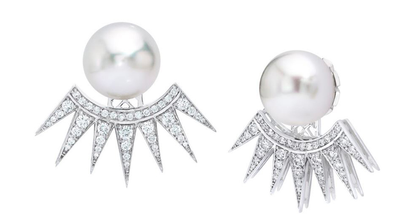 <a href="https://lillystreet.com/" target="_blank" rel="noopener noreferrer">Lilly Street</a> “Radiance” white South Sea pearl earrings and “Sun Goddess” jackets in 18-karat white gold ($10,200)