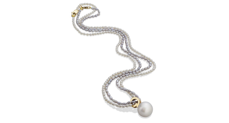 <a href="https://www.marthaseely.com/" target="_blank" rel="noopener noreferrer">Martha Seely</a> 14-karat gold “Cirrus” pearl pendant with seed pearl necklaces ($775)