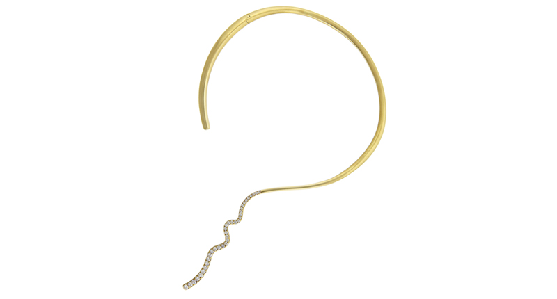 Sandy Leong’s 18-karat recycled yellow gold Canyon open collar necklace