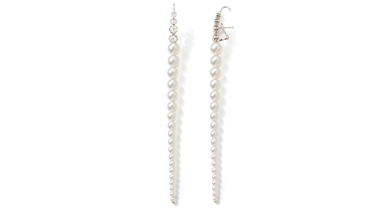 <p>Mizuki Privé 18-karat white gold earrings with Japanese Akoya pearls and rose-cut diamonds ($19,900)</p>