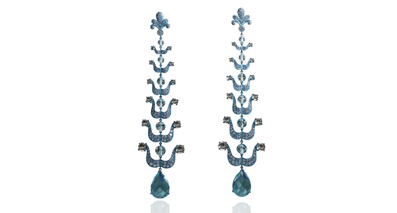 <p>Lydia Courteille blue titanium earrings with sapphires, aquamarines and blue topaz (price available upon request)</p>