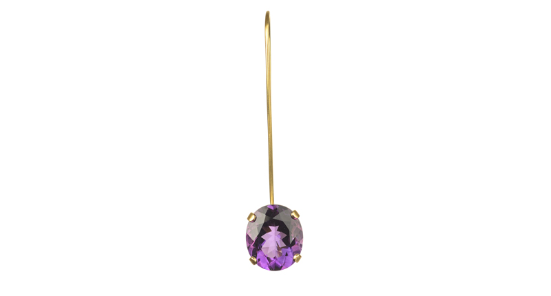 Lola Fenhirst’s Daphne Earring handcrafted in 18-karat recycled yellow gold with amethyst ($2,100) <br /><a href="http://lolafenhirst.com/" target="_blank">LolaFenhirst.com</a>