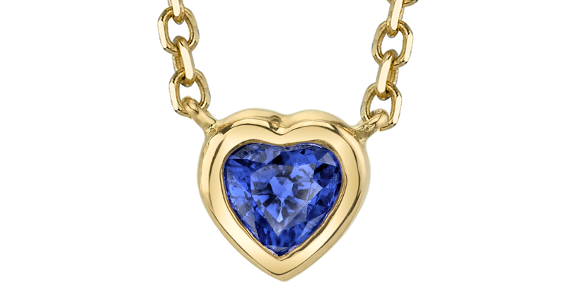 Anita Ko’s 18-karat yellow gold bezel pendant with 0.97-carat blue heart-shaped sapphire ($3,375)<br /><a href="https://anitako.com/" target="_blank" rel="noopener noreferrer">AnitaKo.com</a>