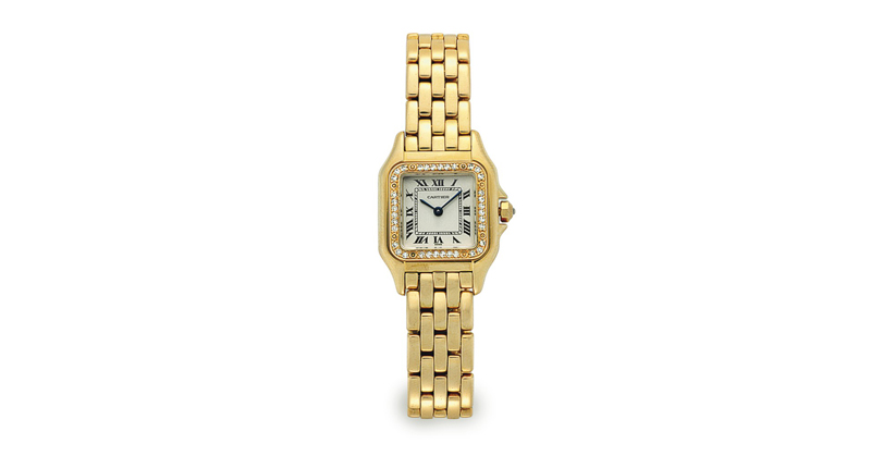 This diamond and gold Panthère wristwatch by Cartier sold for $12,500.<br /><em>Image courtesy of Christie’s Images Ltd. 2016</em>
