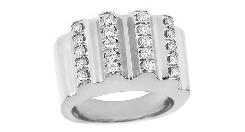 The Ella ring in 18-karat white gold with white diamonds ($7,000)