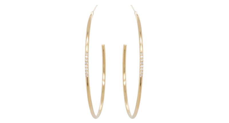 <a href="http://www.zoechicco.com" target="_blank" rel="noopener">Zoe Chicco</a> 14-karat yellow gold hoops with pavé diamonds ($995)