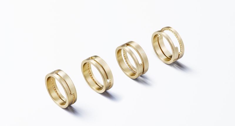 These unique stacking rings are from Shihara’s newest collection. (Price available upon request)