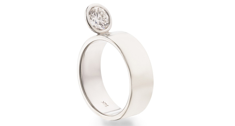 Perched ring in 14-karat white gold with 1-carat diamond ($11,800)