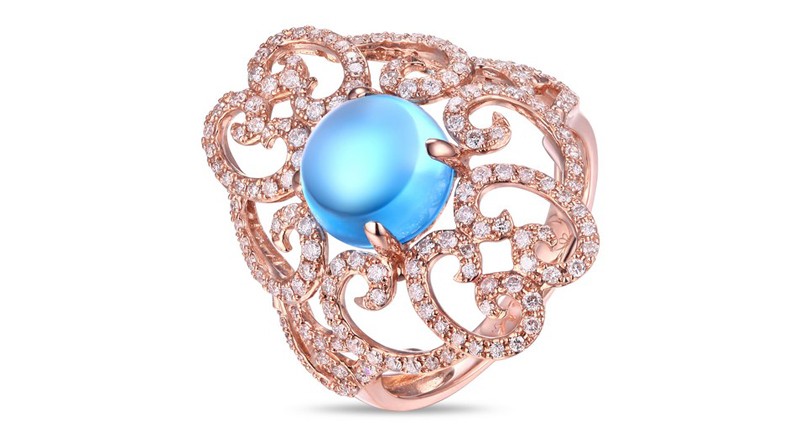 <p><a href="https://www.luvente.com" target="_blank" rel="noopener">Luvente</a> 14-karat rose gold ring featuring blue topaz and diamonds ($1,775) </p>