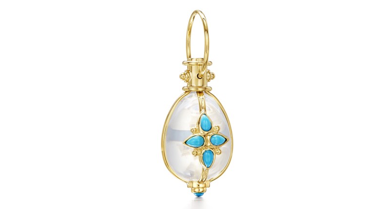<p><a href="https://www.templestclair.com" target="_blank" rel="noopener">Temple St. Clair</a> 18-karat gold “Mandala Amulet” with turquoise and crystal ($3,750) </p>
