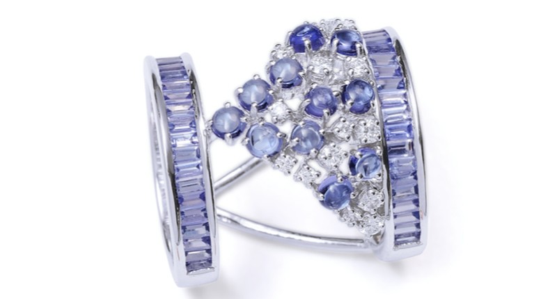 <p><a href="https://www.ananya.com" target="_blank" rel="noopener">Ananya</a> scatter climber ring in 18-karat white gold with tanzanite and diamonds ($3,690) </p>