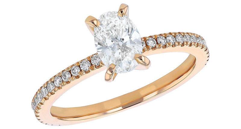 S Collection 1.00 ctw oval diamond ring (SI2, H-I) set in 14-karat yellow gold ($2,799).