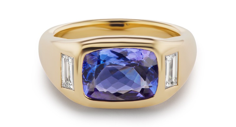 <p><a href="https://www.brentneale.com" target="_blank" rel="noopener">Brent Neale</a> tanzanite one-of-a-kind “Gypsy Ring” in 18-karat yellow gold  with diamonds (Price Upon Request) </p>
