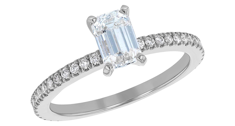 S Collection 1.25 ctw emerald diamond ring (VS2,G) set in 14-karat white gold ($4,449).
