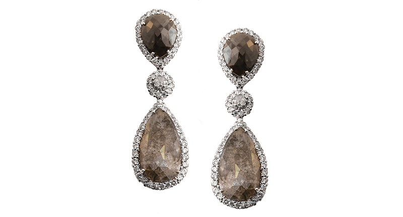 From Vivaan, these icy diamond rose-cut double drop earrings are accented with colorless diamonds and set in 18-karat gold ($8,600). <a href="http://www.vivaan.us" target="_blank">Vivaan.us</a>