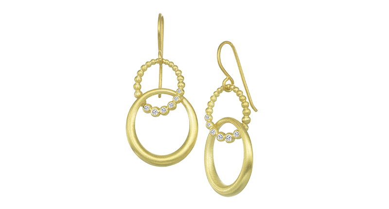Suzy Landa’s 18-karat yellow gold double drop earrings with diamonds ($2,685)<br /> <a href="http://www.suzylanda.com" target="_blank">SuzyLanda.com</a>