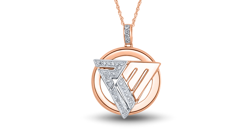 Patrick Mahomes Collection 10-karat rose and white gold pendant with 29 round single cut diamonds ($349)
