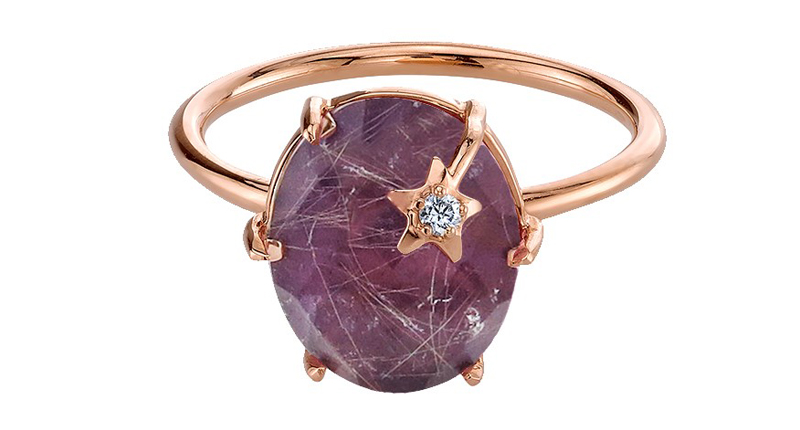 <p><a href="https://andreafohrman.com/products/mini-galaxy-ring-amethyst-rutilated-quartz-diamond-star?_pos=1&_sid=4e7db323c&_ss=r" target="_blank" rel="noopener">Andrea Fohrman</a> “Mini Galaxy” rutilated amethyst ring in 18-karat rose gold ($1,800) </p>