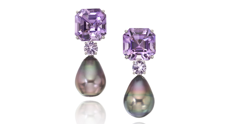 <p><a href="https://www.assael.com" target="_blank" rel="noopener">Assael</a> amethyst and Tahitian pearl earring with lavender spinel set in platinum ($11,000) </p>