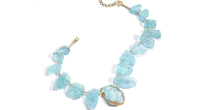 Coomi 20-karat gold Affinity necklace with 511.-27 carats of rough aquamarine and diamonds ($21,000)<br /> <a href="http://www.coomi.com" target="_blank" rel="noopener noreferrer"><b>Coomi.com</b></a>