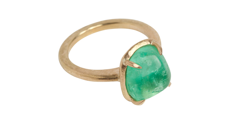 This ring from the Chakana collection features a 5.23-carat Muzo emerald in 18-karat yellow gold ($1,360).