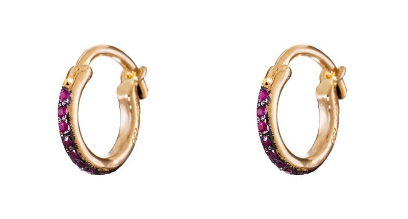 <strong>Huggies:</strong> <a href="http://www.ileanamakri.com/" target="_blank">Ileana Makri</a>’s 18-karat pink gold tiny hoop earrings with rubies ($880)