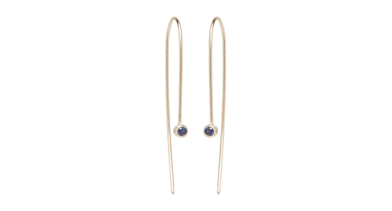 <a href="http://www.zoechicco.com" target="_blank" rel="noopener noreferrer">Zoe Chicco</a> blue sapphire wire earrings made in 14-karat gold ($375)