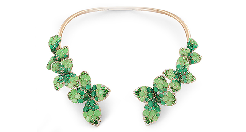 The “Giardini Segreti” rose gold collar with jade, green agate, tsavorite and diamonds from Pasquale Bruni ($51,250)<br /><a href="http://www.pasqualebruni.com" target="_blank">PasqualeBruni.com</a>