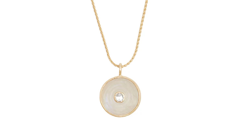 Noor Fares 18-karat yellow gold necklace with moonstone and diamond, $1,789<br />Available at <a href="https://www.matchesfashion.com/us/womens" target="_blank" rel="noopener noreferrer"><b>Matches Fashion</b></a><br />