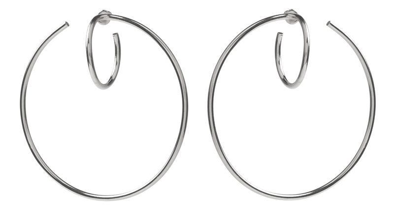 <strong>Statement Hoops:</strong> <a href="https://www.ladygreyjewelry.com" target="_blank">Lady Grey</a>’s Torsion silver-plated bronze hoops ($192)