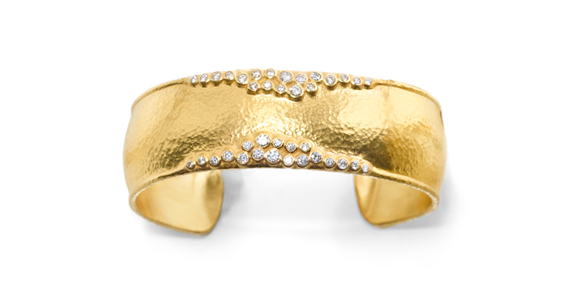 <a href="http://www.gurhan.com" target="_blank">Gurhan</a> “Pointelle” 22-karat yellow gold cuff with scattered diamonds ($14,500)