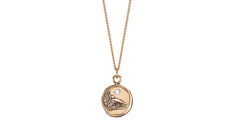 <a href="https://pyrrha.com/products/creativity-14k-gold-diamond-set-talisman" target="_blank">Pyrrha</a> reclaimed 14-karat gold “Creativity” diamond talisman necklace ($542)